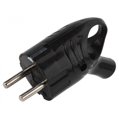 Вилка с кольцом c з/к черная 16А 250В ЭРА