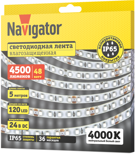 Лента СД Navigator NLS-2835W120-9.6-IP65-24V R5 95302