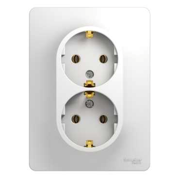 Розетка 2гн с/п с з/к в сборе Glossa бел GSL000124 (10/60)