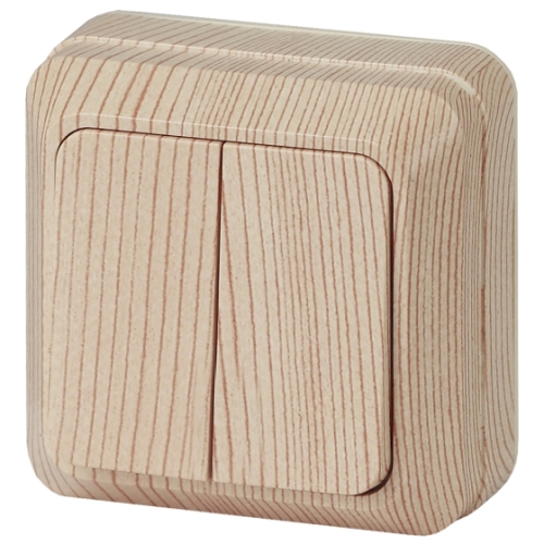 Выключатель 2кл ОУ 10А сосна Intro Quadro IP20 ЭРА 2-104-11