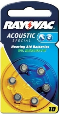 Батарейки для слуховых аппаратов RAYOVAC ACOUSTIC Type 10 BL*6  (6/60)