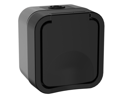 Розетка 1-местная с з/к  и крышкой 16А IP55 TS120 графит IEK