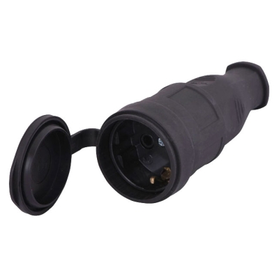 Разъём удлинитель каучук 1ф с з/к 16А/220В (24) (0400-102) Lezard