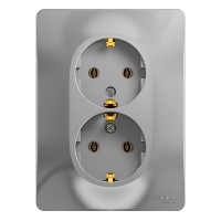 Розетка 2гн с/п с з/к в сборе Glossa алюминий GSL000324 (10/60)