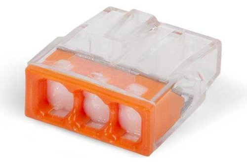 Клемма WAGO  с пастой, 3 отв, 0,5-2,5мм2, д/медн и алюм. пров, 2273-243 (100шт) КВТ