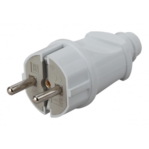 Вилка прямая с з/к белая 16А ЭРА