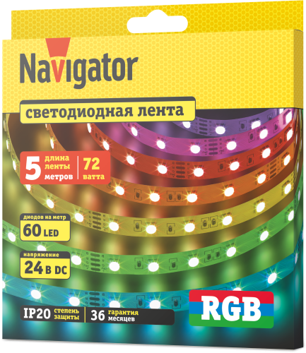 Лента СД Navigator NLS-5050RGB60-14.4-IP20-24V R5 95313