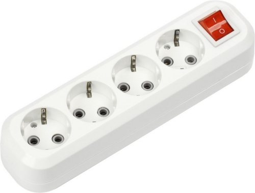 Колодка 4гн с зк с выкл. белая Smartbuy