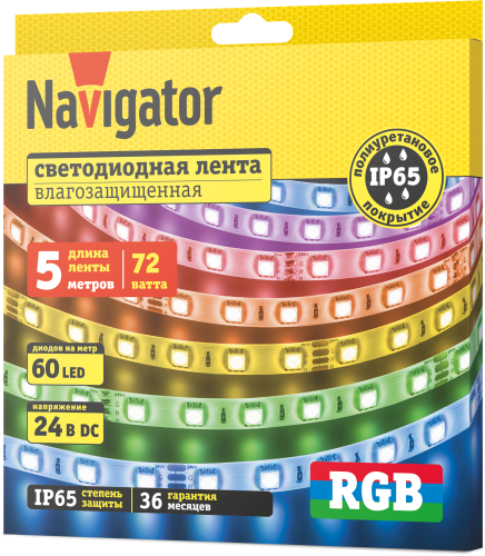 Лента СД Navigator NLS-5050RGB60-14.4-IP65-24V R5 95314
