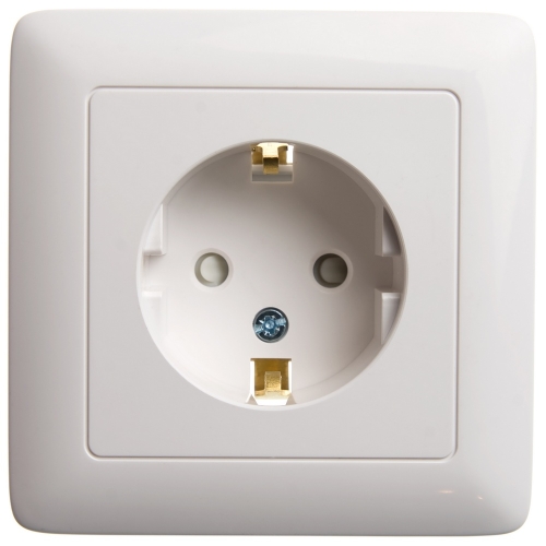 ХИТ С/У РОЗЕТКА с заземлением со шторками 16А, 250В, БЕЛЫЙ. Россия