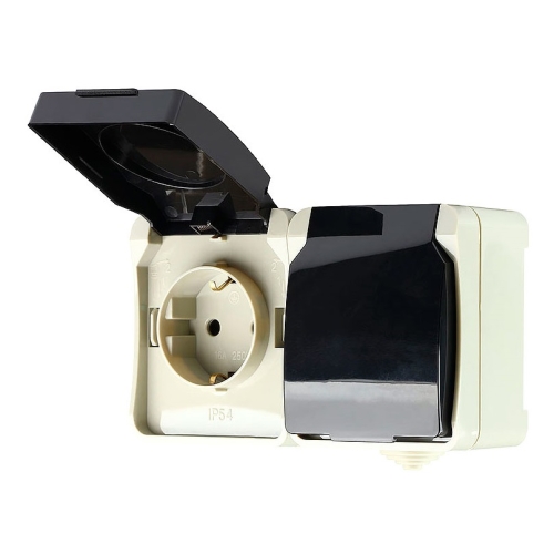 Розетка 2гн с з/к о/п Сатурн IP54 Smartbuy