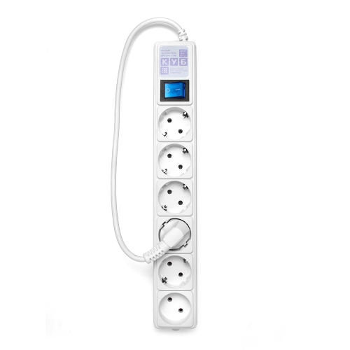 Сетевой фильтр 16А/3,5кВт Power Cube 6гн 1,9м белый (ПВС 3х1)