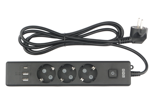 Сетевой фильтр 16А/3,5кВт Power Cube 3гн+3USB 1,9м черный (ПВС 3х1) (20)